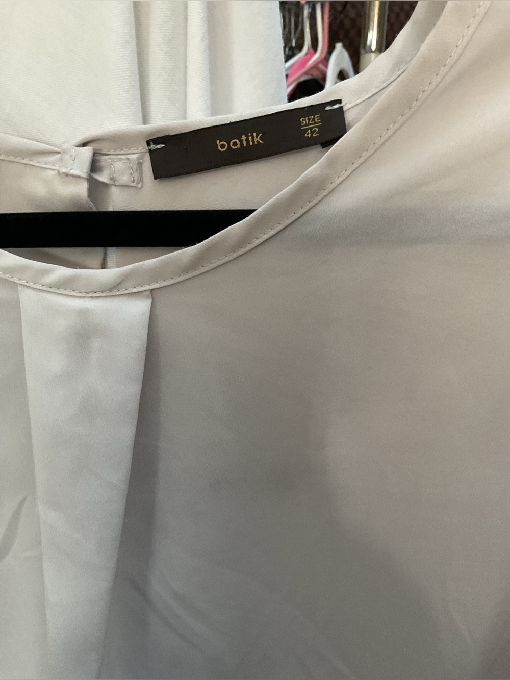 batik Women's Cream Blouse - Classic Round Neck
